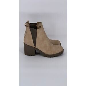 DIRTY LAUNDRY Women's Tan Slip-On Block-Heel Lita Chelsea Boots SZ 6.5